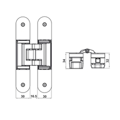 Bản Lề Âm Cửa 120Kg Hafele 927.03.093