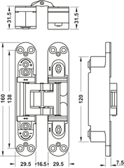 Bản Lề Âm Cửa 120Kg Hafele 927.03.093