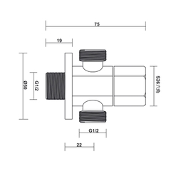 Van góc màu đen 2 đường nước ra G1/2 Hafele 589.25.872