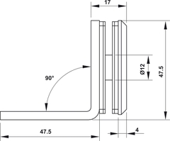 Kẹp Kính - Tường 90º Có Đế Màu Đen Hafele 981.77.911