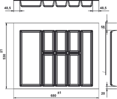 Khay Classico xám 550/700 mm Hafele 556.52.247