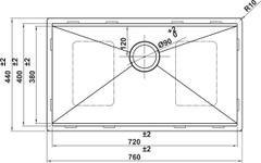 Chậu Rửa Chén Inox HS24-SSN1S-7644 Hafele 567.24.467