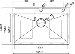 Chậu SUS WS R10 HS25-SSN1S-7650 _đen Hafele 567.24.485