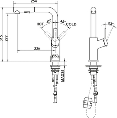 Vòi Rửa Chén LUX-P HT25-SH1P315 Hafele 570.85.049