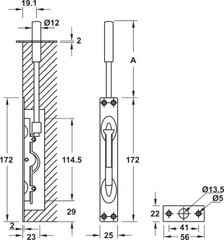 Chốt Âm 255mm Inox Mờ Hafele 911.81.168