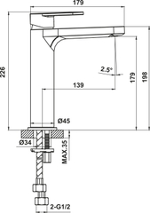 Basin mixer 179 Hafele 589.69.112