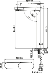 Basin mixer tall 245 Hafele 589.69.113