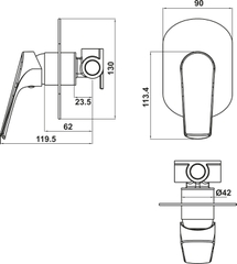 Vigor II concealed mixer 1 outlet Hafele 589.15.184