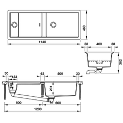 Chậu đá Hafele Workstation HS19-GKD2S120 / Màu đen, Mã số: 570.35.340