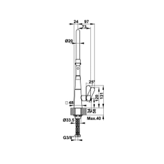 Vòi rửa chén Hafele HT20-CH1F187 / Đồng thau mạ Chrom, Mã số 570.82.230