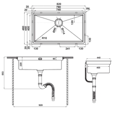 Chậu rửa chén inox Hafele HS21-SSN1S90 / 1 Hộc, Mã số 567.94.020