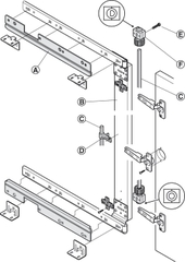 Đồng bộ cửa lùa pivot 600m Hafele 408.05.605