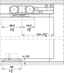 Bánh XE cửa trượt 120O (trái) Hafele 941.02.022