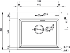 Chậu đá HS22-GEN1S60M Hafele 577.25.520