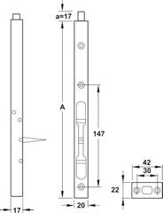 Chốt âm inox 304 Hafele 911.81.345 - 450mm