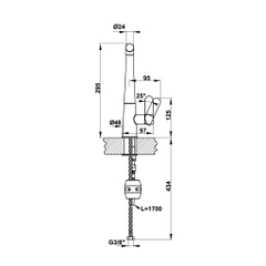 Vòi rửa chén Hafele HT20-GH1P259 / Màu đen / Đồng mạ màu đá, Mã số 570.82.300