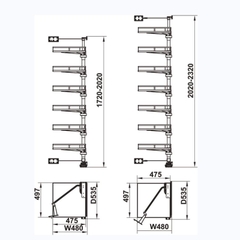 Tủ đồ khô Hafele 595.82.805 - Chiều cao: 1720 - 2020 mm