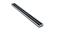 Cửa gió Slot khung viền 2 khe gió viền trắng đen, nhựa PVC màu trắng, 1 nan đen có thể điều chỉnh góc, cơ cấu thẻ đỡ
