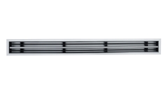 Cửa gió Slot khung viền 2 khe gió viền trắng đen, nhựa PVC màu trắng, 1 nan đen có thể điều chỉnh góc, cơ cấu thẻ đỡ