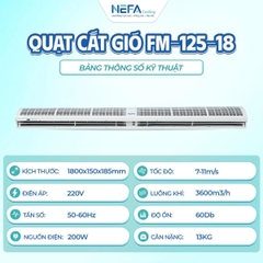 Quạt Cắt Gió Nefa FM-125-18 1.8m – Lưu Lượng Gió 3600m³/h