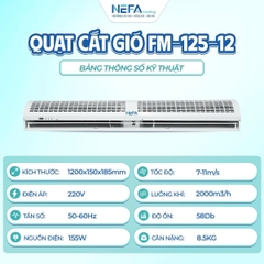 Quạt Cắt Gió Nefa FM-125-12 1.2m – Lưu Lượng Gió 2000m³/h