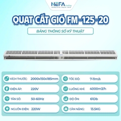 Quạt Cắt Gió Nefa FM-125-20 2m – Lưu Lượng Gió 4000m³/h