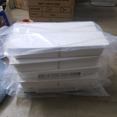 Đế âm tường đầu chờ ống đồng điều hòa máy lạnh nhựa ABS chống cháy, có nắp che & máng thoát nước