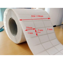Giấy In Mã Vạch 3 Tem 35x22 mm In Nhiệt (Cuộn 30 Mét)