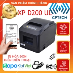 Máy In Đơn Livestream,Máy in bill, hóa đơn nhiệt khổ K80 Xprinter D200 ( A160M) cổng Lan(In điện thoại + Máy Tính)