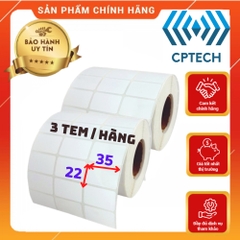 Giấy In Mã Vạch 3 Tem 35x22 mm In Nhiệt (Cuộn 30 Mét)