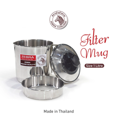 Ca Nước Zebra Inox 304 Có Nắp Và Lưới Lọc 1L - 151101 - Nhập Khẩu Thái Lan