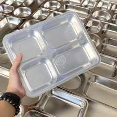 Khay Cơm 4 Ngăn Sâu Nhỏ Inox 304 ( 22 x 28 x 4cm) - Hưng Thuận Phát