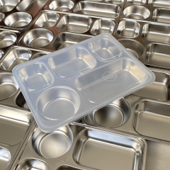 Khay Cơm 5 Ngăn Sâu Lớn Inox 304 (25 x 33 x 4.2cm) - Hưng Thuận Phát
