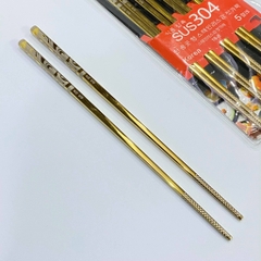Đũa Inox 304 Hàn Quốc Mạ Vàng Set 5 Đôi - Hàng Cao Cấp