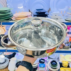 Nồi Lẩu Inox 2 Ngăn Loại Dày Dùng Được Bếp Từ Hồng Phước Thành - Hàng Việt Nam Sản Xuất