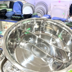 Nồi Lẩu Inox 2 Ngăn Loại Dày Dùng Được Bếp Từ Hồng Phước Thành - Hàng Việt Nam Sản Xuất