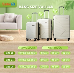 [SIZE 28] Vali Hùng Phát Vali Du Lịch 668 Nhựa PP Siêu Bền Chống Bể Vỡ - Bảo Hành 5 Năm 1 Đổi 1