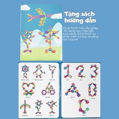 Bộ xếp hình hình hoa mai 3D 200, 400 chi tiết, mô hình lắp ráp hoa mai 3D xoay chiều tặng kèm hướng dẫn lắp ráp