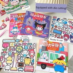 (Size to 18x18cm) Đồ chơi sách nam châm Kuromi, bé ba, capybara, hoạt hình, tranh dán nam châm từ tính thủ công cho bé