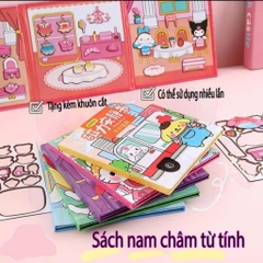 (Size to 18x18cm) Đồ chơi sách nam châm Kuromi, bé ba, capybara, hoạt hình, tranh dán nam châm từ tính thủ công cho bé