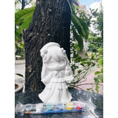 (Size to 16-23cm) Tượng thạch cao bé ba, labubu, kuromi, capybara, công chúa, siêu nhân, Set tô tượng kèm màu và bút vẽ