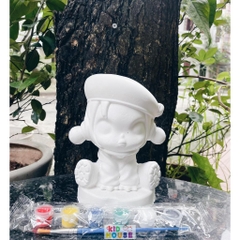 (Size to 16-23cm) Tượng thạch cao bé ba, labubu, kuromi, capybara, công chúa, siêu nhân, Set tô tượng kèm màu và bút vẽ
