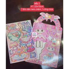 Bộ đồ chơi thay váy công chúa nam châm, tranh nam châm thay trang phục công chúa, sticker nam châm thay váy công chúa