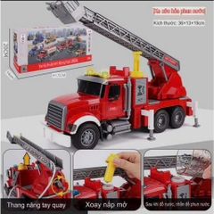 Đồ chơi ô tô, máy xây dựng mô hình, xe cứu hỏa, cần cẩu, trộn bê tông, xe cứu hộ có hiệu ứng đèn âm thanh