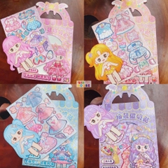 Bộ đồ chơi thay váy công chúa nam châm, tranh nam châm thay trang phục công chúa, sticker nam châm thay váy công chúa