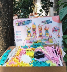 (Kèm pin) Xếp hình bánh răng 83, 135, 203 chi tiết, đồ chơi lắp ráp mô hình bánh răng chuyển động thông minh cho bé