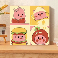 Tranh tô màu số hóa đã căng khung kèm màu, cọ size 20x20, tranh số hóa hoạt hình, bé ba, phong cảnh, loopy, cappy bara