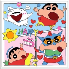 Tranh tô màu số hóa đã căng khung kèm màu, cọ size 20x20, tranh số hóa hoạt hình, bé ba, phong cảnh, loopy, cappy bara