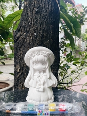 (Size to 16-23cm) Tượng thạch cao bé ba, labubu, kuromi, capybara, công chúa, siêu nhân, Set tô tượng kèm màu và bút vẽ