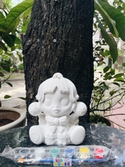 (Size to 16-23cm) Tượng thạch cao bé ba, labubu, kuromi, capybara, công chúa, siêu nhân, Set tô tượng kèm màu và bút vẽ